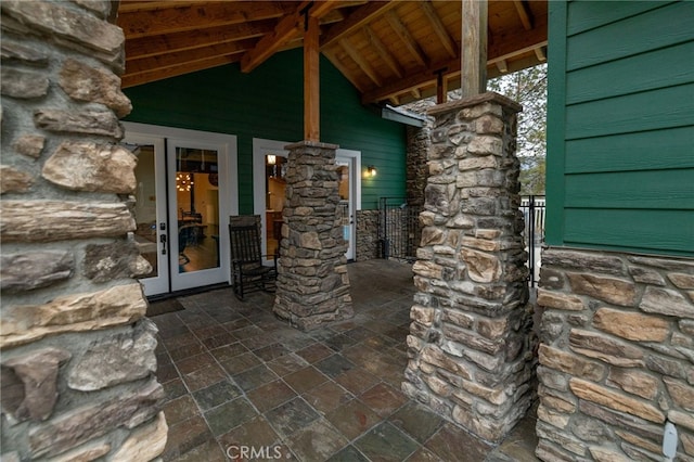 entrance to property featuring french doors