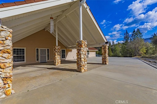 view of patio featuring a carport