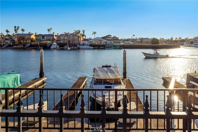 view of dock featuring a water view