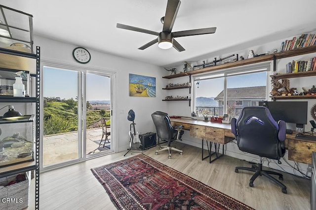 542 San Clemente Way, Camarillo, CA 93010 - home office with ceiling fan and wood finished floors