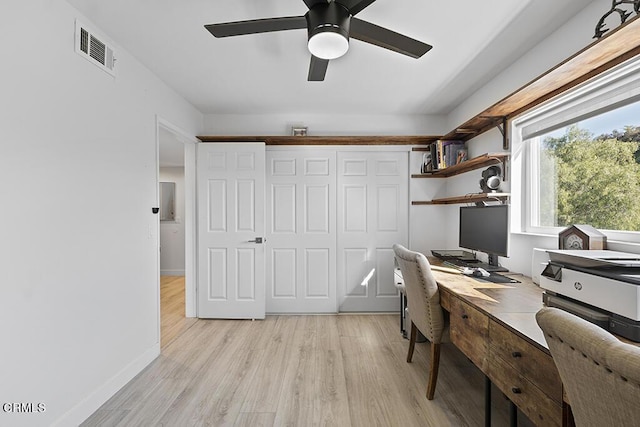 542 San Clemente Way, Camarillo, CA 93010 - office area featuring a ceiling fan and light wood-type flooring