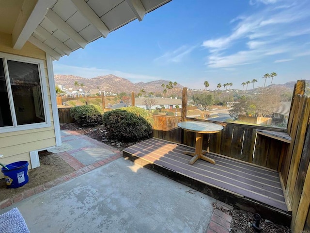 view of patio featuring a mountain view