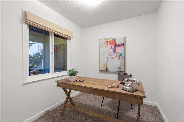 home office featuring carpet floors