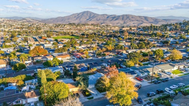 bird's eye view with a mountain view