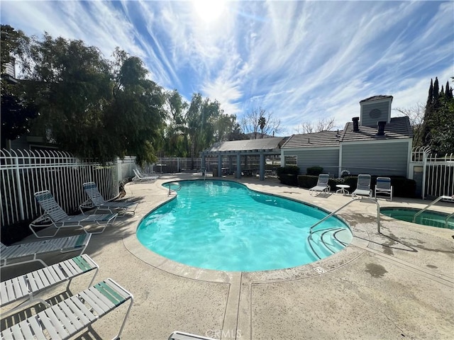 view of swimming pool featuring a patio