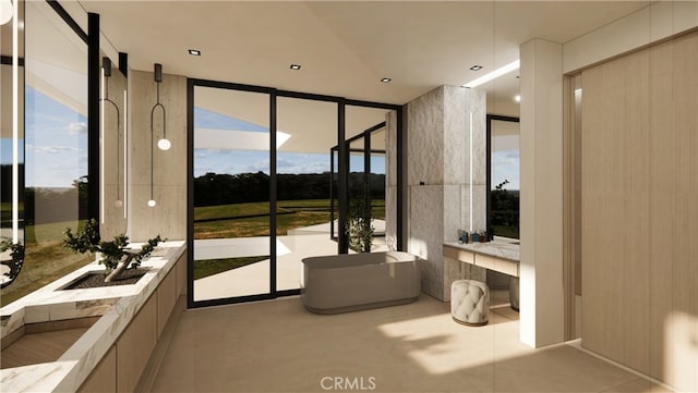 bathroom with expansive windows