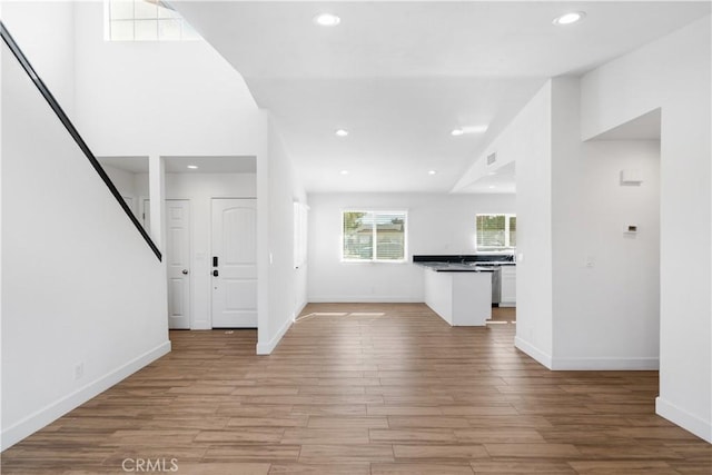 foyer with light hardwood / wood-style floors