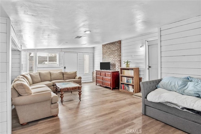 living room featuring light hardwood / wood-style flooring