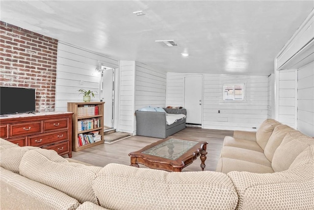 living room with light wood-type flooring