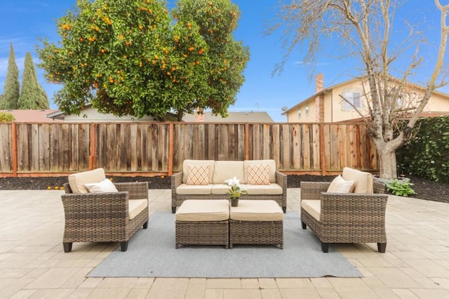 view of patio with an outdoor living space