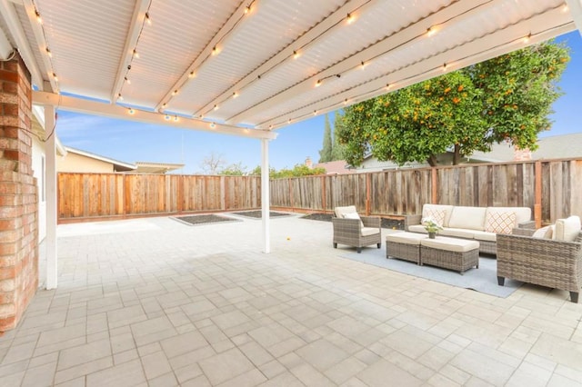 view of patio / terrace featuring an outdoor hangout area