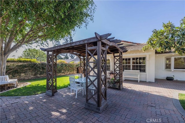 view of patio with a pergola