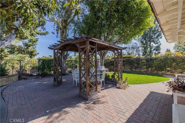 view of patio / terrace with a gazebo