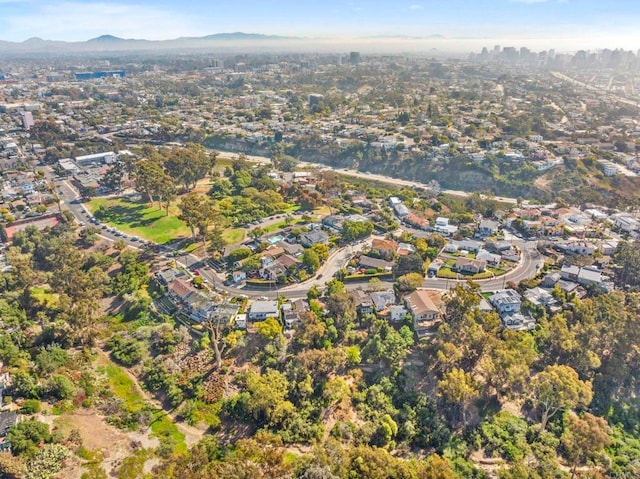 drone / aerial view with a mountain view