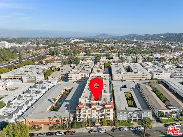 aerial view with a mountain view