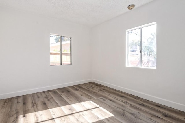 spare room with hardwood / wood-style flooring and a textured ceiling