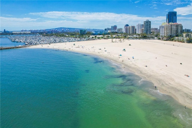 property view of water featuring a view of the beach