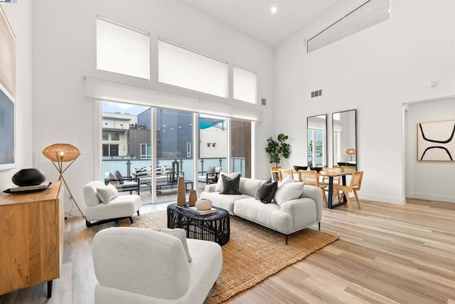 living room with light wood-type flooring