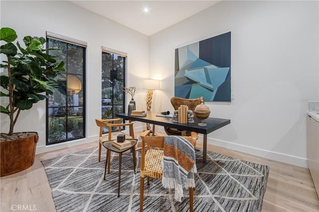 office area with hardwood / wood-style flooring