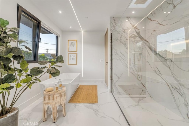 bathroom with independent shower and bath