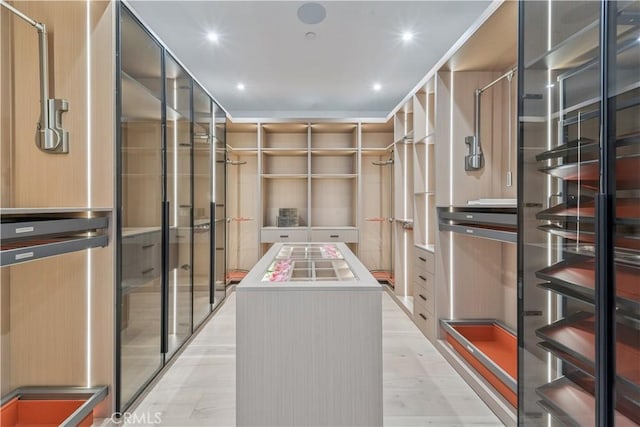 spacious closet featuring light wood-type flooring