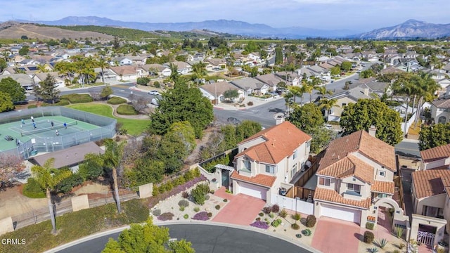 aerial view with a mountain view