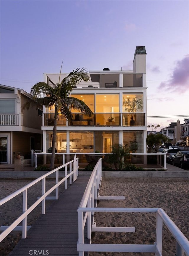 exterior space featuring a chimney