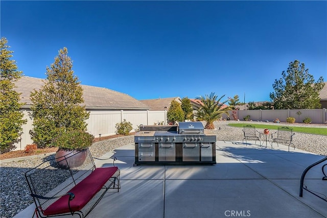 view of patio with an outdoor kitchen