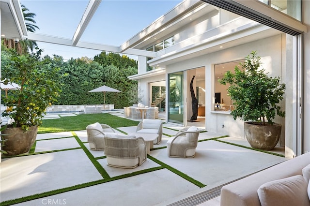 4727 Alonzo Ave, Encino, CA 91316 - view of patio with an outdoor living space and a pergola