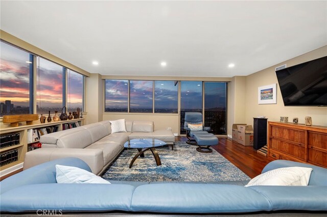 living room with hardwood / wood-style floors