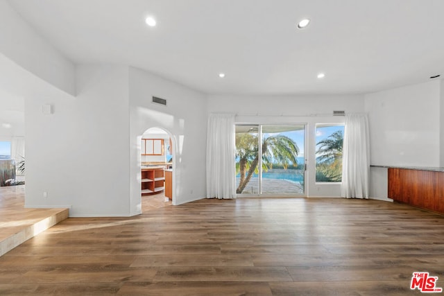 interior space with dark wood-type flooring