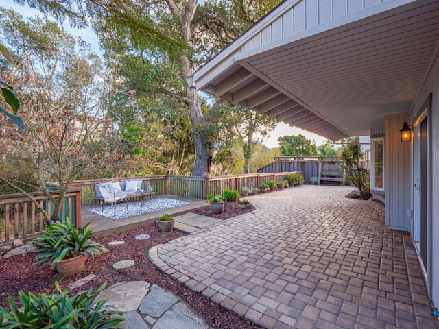 view of patio / terrace featuring an outdoor hangout area