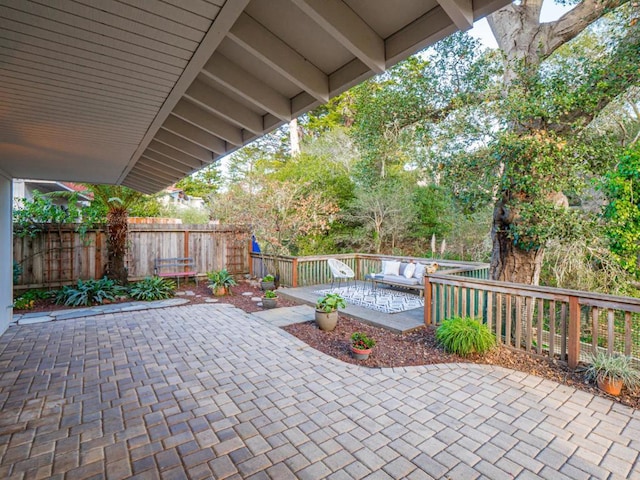 view of patio featuring an outdoor living space