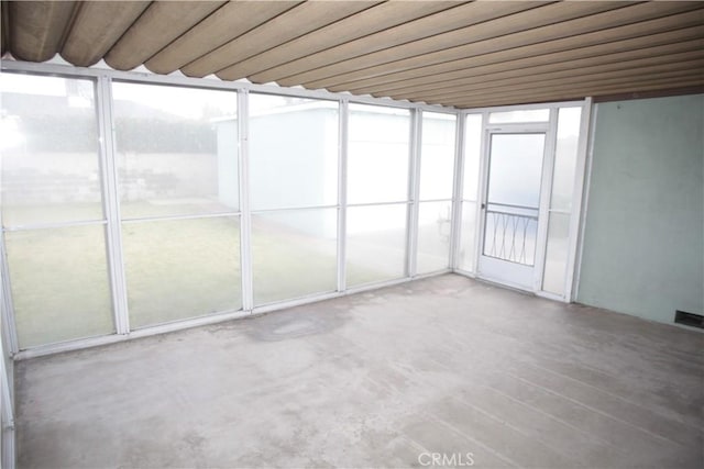 view of unfurnished sunroom