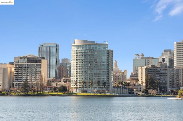 property's view of city with a water view