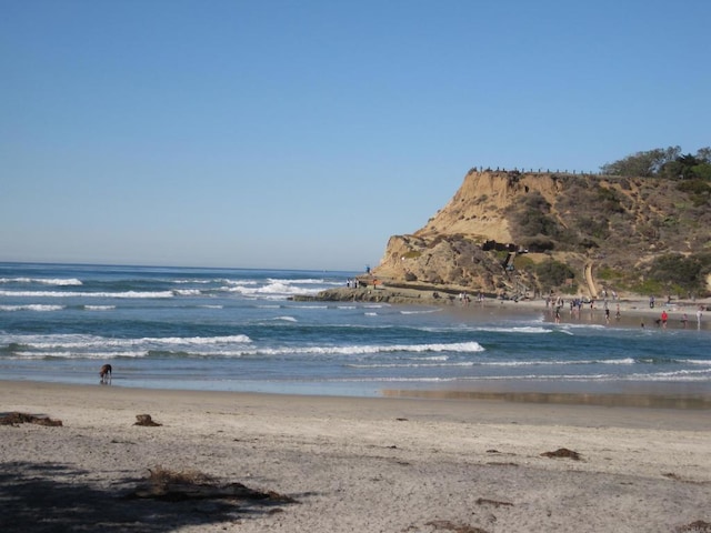 view of water feature with a view of the beach