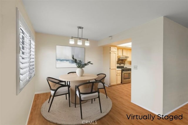 dining space featuring light hardwood / wood-style floors