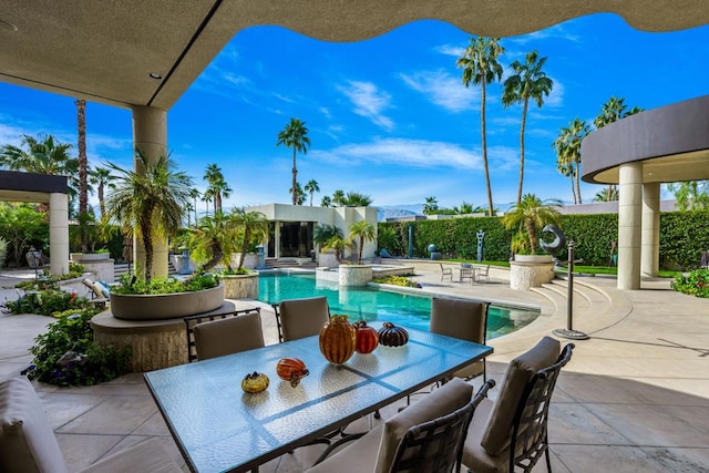 view of swimming pool featuring a patio