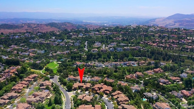 aerial view featuring a mountain view