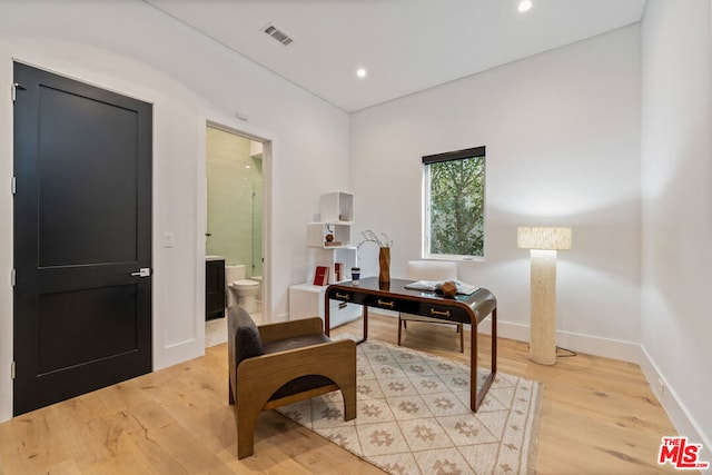 office featuring light wood-type flooring