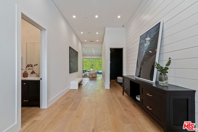 hall featuring light hardwood / wood-style flooring