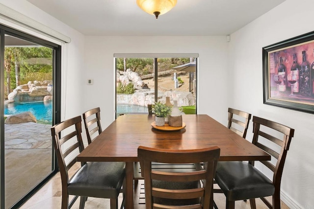 dining space with a wealth of natural light