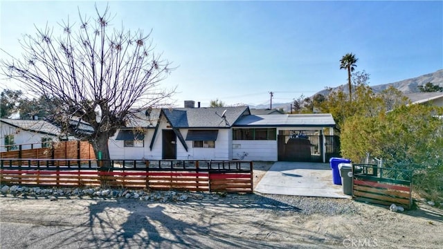 view of front of house with a mountain view