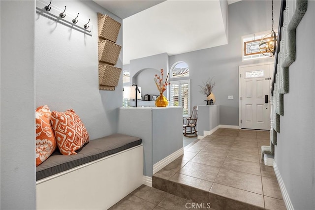 entryway with tile patterned flooring