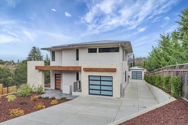 contemporary house featuring a garage