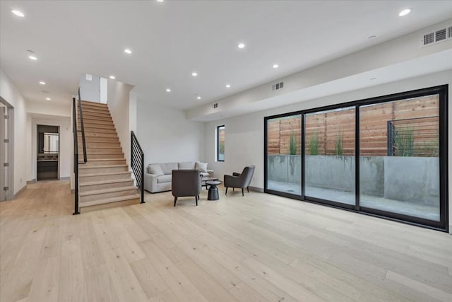 sitting room featuring light wood-type flooring