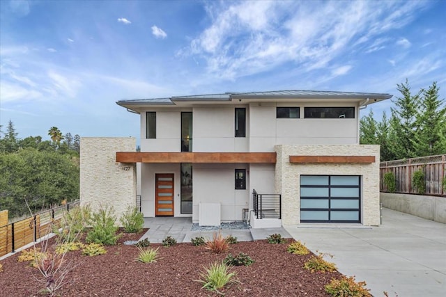 contemporary home with a garage