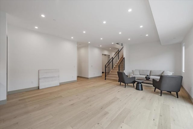 living room featuring light wood-type flooring