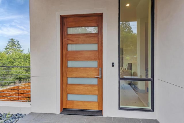 doorway to property with a balcony