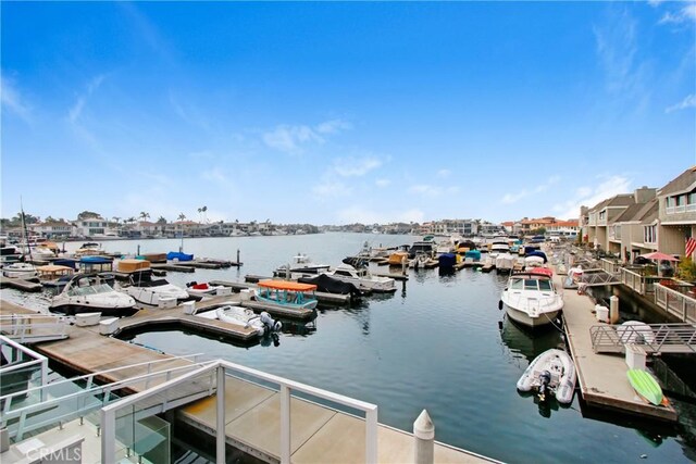 view of dock featuring a water view